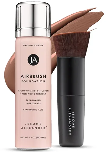 Vista 15 de Jerome Alexander MagicMinerals AirBrush Foundation - Set de 2 piezas con base en aerosol y brocha Kabuki - Maquillaje en aerosol con ingredientes