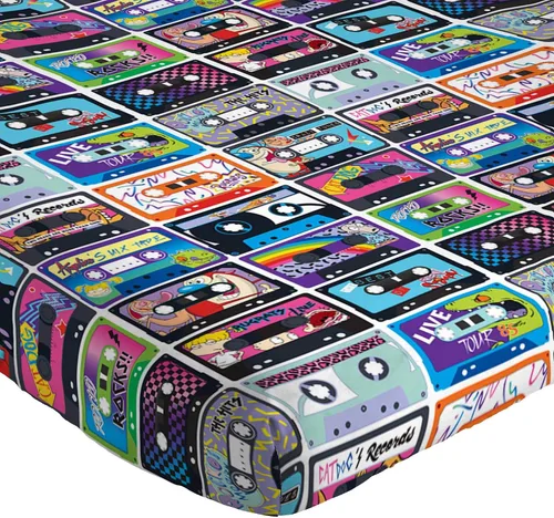 Vista 2 de Nickelodeon Splat/Nick 90's Mix Tape - Juego de sábanas de 3 piezas, súper suave, tamaño individual, Varios