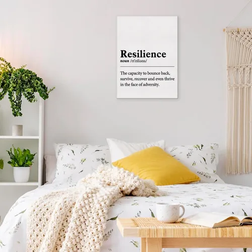 Vista 6 de Arte inspirador para pared, póster motivacional, pintura enmarcada, definición de resiliencia, obra de arte en lienzo para decoración del hogar