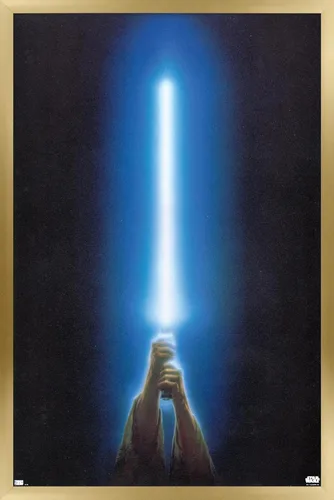 Vista 17 de Trends International Star Wars: Original Trilogy - Póster de pared con sable de luz azul, 22.4 pulgadas de largo x 14.7 W, versión enmarcada