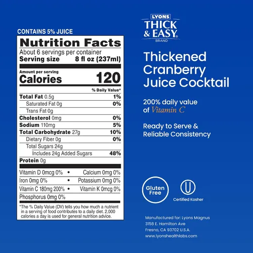 Vista 5 de Thick & Easy® Cóctel de jugo de arándano espesado, bebida espesada lista para beber para apoyo a la deglución, consistencia moderadamente gruesa