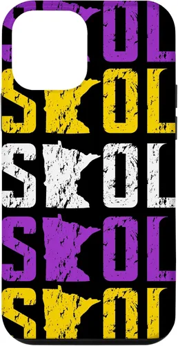 Vista 16 de Funda para iPhone 13 Pro Max SKOL envejecido vikingo vintage morado y amarillo sobre negro
