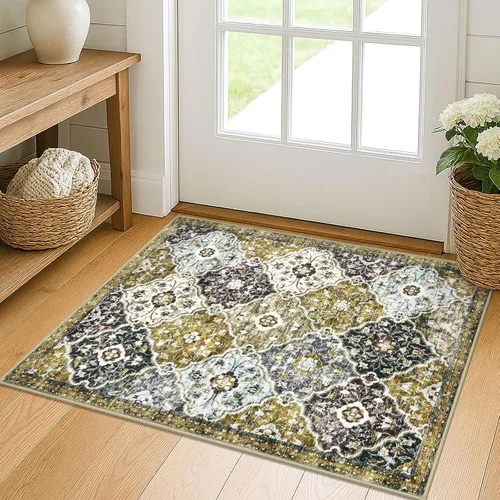 Vista 56 de KILOCOCO Alfombra marroquí pequeña, de 2 x 3 pies, color negro/dorado, súper suave, lavable, para interiores, vintage, lavable, antideslizante