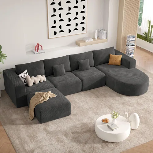 Vista 39 de Sofá cama modular, sofás de nube convertibles para sala de estar, 2 tumbonas de pana sin hueso, sofá cama de gran tamaño para dormitorio,