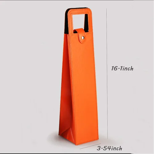 Vista 2 de MINIDUO Bolsa de transporte para vino, bolsa de vino de piel de vino con asas, reutilizable, naranja Negro