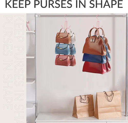 Vista 4 de ZEDODIER Organizador para colgar bolsos para armario, paquete de 4 soportes para bolsas colgantes, mantiene los monederos visibles y en buenas
