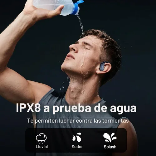 Vista 3 de Auriculares inalámbricos, auriculares deportivos Bluetooth 5.4 IPX8 impermeables, 70H con sonido de graves profundos, 4 micrófonos ENC con Azul
