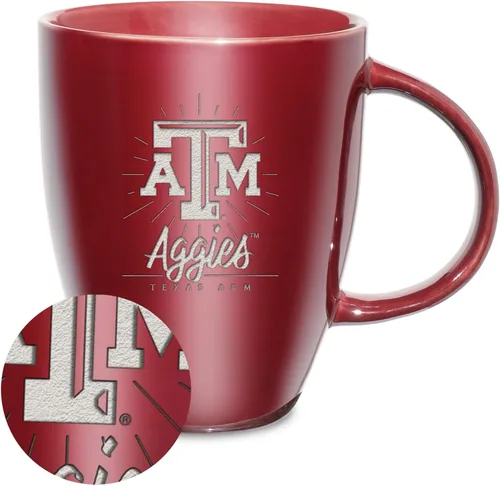 Vista 19 de Rico Industries - Taza de lustre cerámico con grabado láser de la NCAA de 18oz - Café-Té
