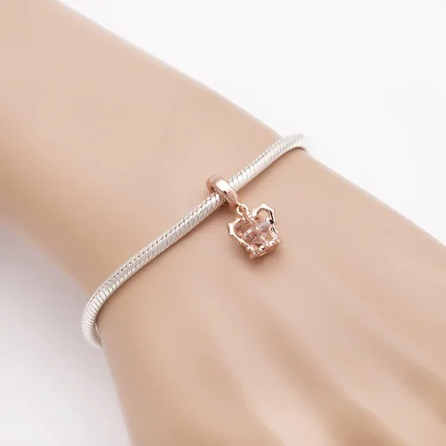 Vista 4 de Tiara - Abalorios colgantes de plata de ley 925 con circonita cúbica para pulsera europea