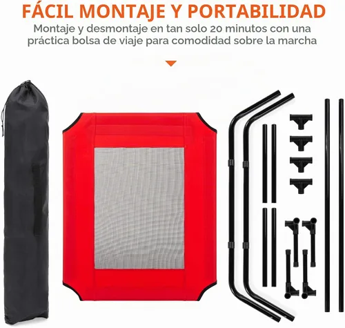 Vista 6 de Cama de malla elevada para perro Best Choice Products, con toldo desmontable, bolsa de viaje, tela transpirable., 30 pulgadas, Rojo