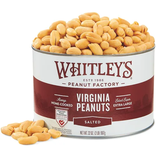Vista 10 de Maní de Virginia con sal y pimienta molida de Whitley – Cacahuetes Virginia súper extragrandes "cocinados en casa" (lata de 20 onzas)