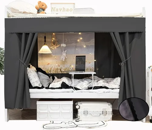 Vista 31 de Cortinas opacas para cama de privacidad con toldo grueso, mosquitero Mosquitera blanca 1aa