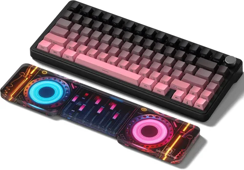 Vista 19 de Reposamuñecas de Acrílico para Teclado - Negro, Reposamuñecas Ergonómico de 68 Teclas para Teclado de Computadora Compacto-negro