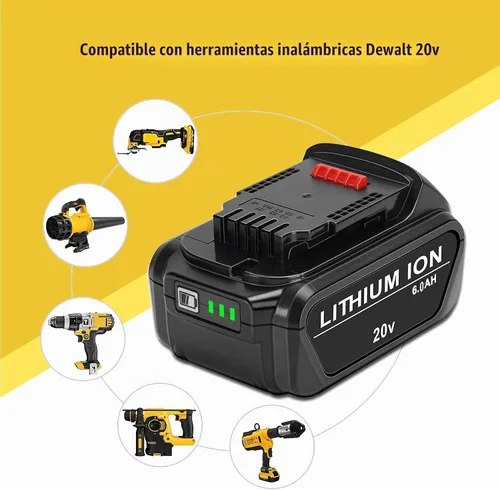 Vista 2 de JYJZPB Paquete de 2 baterías de repuesto de 6.5Ah compatibles con DeWalt 20V MAX DCB200 DCB204 DCB206 DCB206-2 DCB201 DCB203 DCB181 DCB180