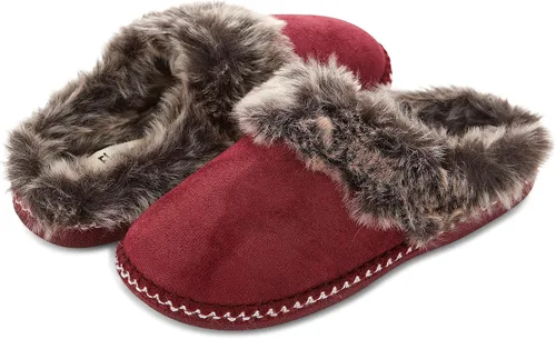 Vista 3 de Floopi Pantuflas de casa para mujer, con forro de piel azteca, pantuflas acogedoras de espuma viscoelástica con suela antideslizante para interiores