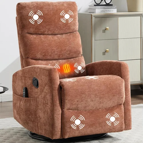 Vista 12 de Silla reclinable con masaje y calor, silla reclinable giratoria con respaldo alto, sillones reclinables manuales Lazy Boy para adultos, silla