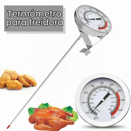 Vista 4 de LightBeam Termómetro de Freír Profundo de Tallo Largo de 16 Pulgadas (Paquete de 2) con Clip para Olla, Lectura Instantánea Dial de 2 Pulgadas