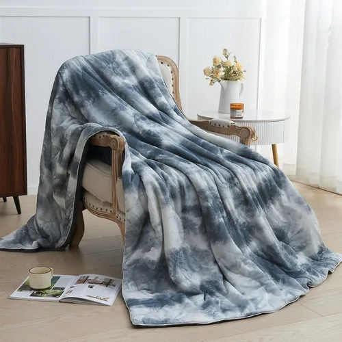 Vista 7 de Edredón refrescante tamaño Queen, mantas refrescantes de verano para personas que duermen con calor y sudores nocturnos, edredón ligero y Gris Oscuro