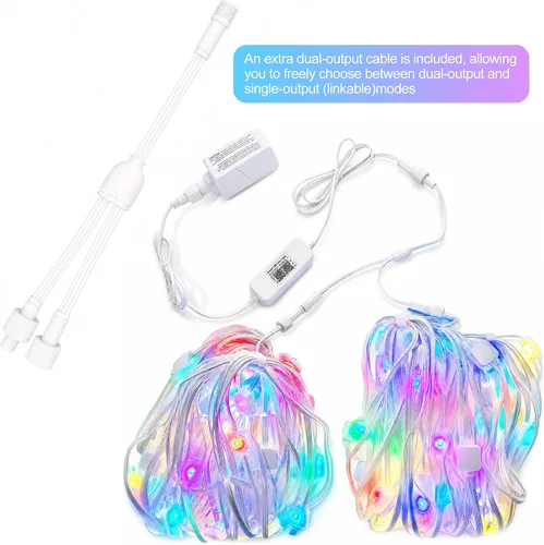 Vista 6 de Permanent Outdoor Lights 200ft RGB+IC Waterproof Outdoor String Lights,App/Voice Control, 100 Scene Modes LED Lights for Christmas &
