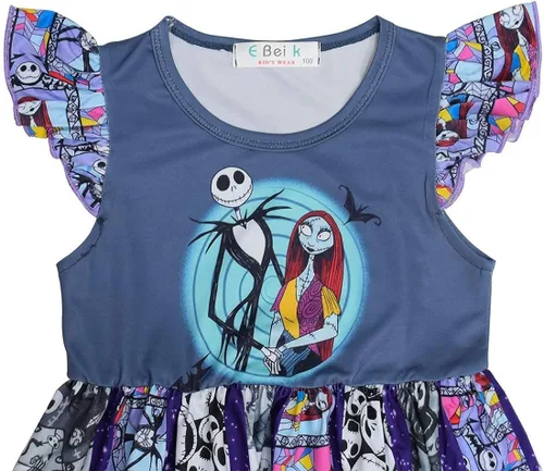 Vista 3 de Nezababy - Disfraz para niñas de Copslay The Nightmare Before Christmas Tollder 2T-6T