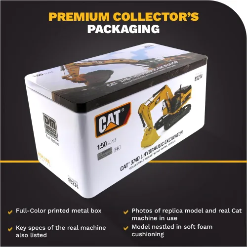 Vista 6 de Diecast Masters Excavadora Caterpillar 374D L 1:50 High Line Series Cat Trucks y equipo de construcción Modelo a escala 1:50 coleccionable