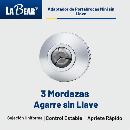 Vista 4 de LABEAR - Adaptador Mini Sin Llave para Portabrocas de ¼ Pulgada con Vástago Hexagonal Capacidad de 0.3-3.2mm para Brocas Micro