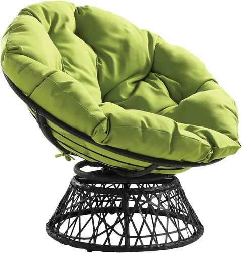 Vista 14 de OSP Home Furnishings – Silla Papasan de mimbre con giro de 360 grados, marco marrón con cojín marrón