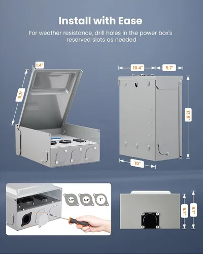 Vista 6 de SURAIELEC Caja de salida RV con protección contra sobretensiones 10800J, panel de toma de corriente temporal con disyuntor, resistente a