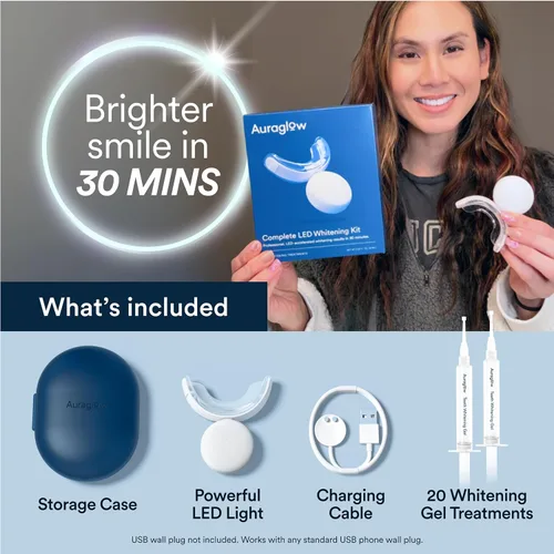Vista 5 de Kit blanqueador de dientes, luz de LED, peróxido de carbamida del 35 %, (2) jeringuillas del gel 0.17 onzas líquidas, bandeja
