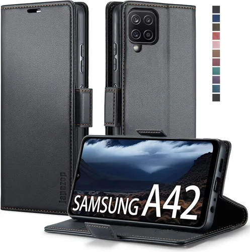 Vista 9 de Funda para Samsung Galaxy A42 5G con bloqueo RFID, tarjetero y función atril magnético, funda de piel con tapa para Samsung Galaxy A42 5G de 6.6