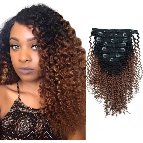 Vista 14 de ABH AMAZINGBEAUTY HAIR Kinkys - Extensiones de cabello rizado con clip, 3C y 4A, doble trama, cabello humano Remy real rizado para afroamericanos