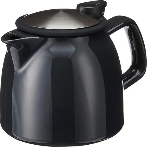 Vista 2 de FORLIFE Bell - Tetera de cerámica con infusor de cesta, 26 onzas/26.0 fl oz, grafito negro