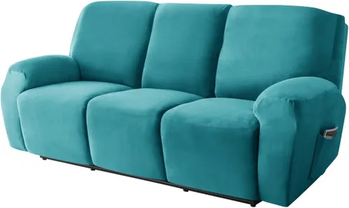 Vista 15 de Funda elástica para sofá reclinable, fundas de terciopelo para sillas reclinables de 3 cojines, 8 piezas, fundas protectoras para muebles