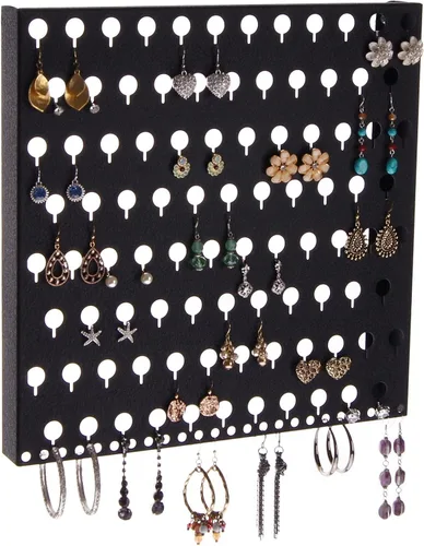 Vista 9 de Angelynn's Soporte organizador de aretes montado en la pared para mujeres pequeñas y medianas, aretes colgantes, estante colgante de almacenamiento