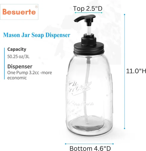 Vista 2 de Dispensador de detergente para ropa de vidrio, juego de 2 recipientes de detergente para ropa, recargable y reutilizable, dispensador de jabón