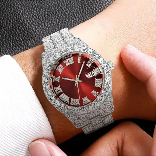 Vista 3 de SENRUD Reloj de pulsera analógico de cuarzo con diamantes de imitación de cristal para hombre