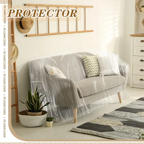 Vista 7 de Remagr 6 fundas de plástico para sillas, fundas de plástico para muebles para interiores y exteriores, impermeables, transparentes, a prueba