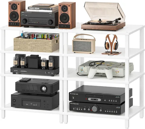 Vista 19 de Soporte para reproductor multimedia AV de 3 niveles, gabinete estéreo, gabinete estéreo moderno, estante de consola de juegos, soporte de TV