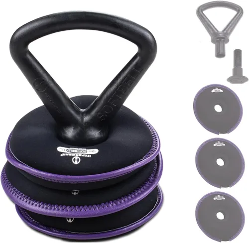 Vista 12 de Hyperwear SoftBell - Juego de pesas rusas ajustables, discos de peso suaves recubiertos de vinilo con base de goma, equipo versátil de gimnasio