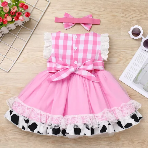 Vista 3 de Toddler Baby Girls 1st Birthday Outfit Cow Butterfly Strawberry Tulle Dress Princess Cake Smash Photo Shoot