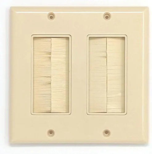Vista 3 de RiteAV - Placa de pared de doble banda con cerdas de cepillo - Negro [ahora se adapta a cables más grandes]