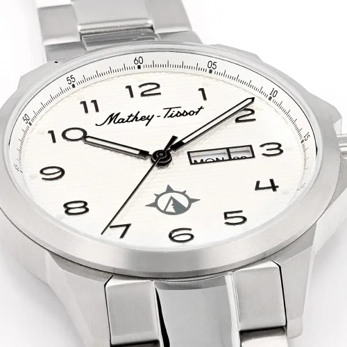 Vista 2 de Mathey-Tissot Reloj de cuarzo suizo Excalibur MTWG2001102 para hombre, Plateado oscuro, Mathey Tissot Excalibur Collection Reloj de tres manecillas