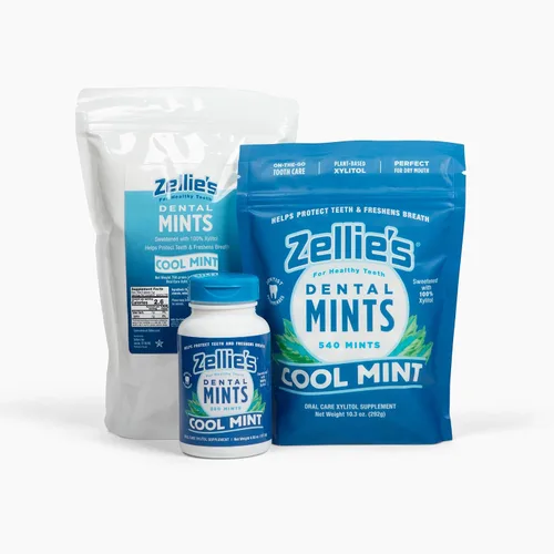 Vista 7 de Zellie's - Paquete combinado de mentas 100% xilitol para el aliento Sin aspartamo, sin gluten, vegano y kosher Incluye (1) mentas frescas