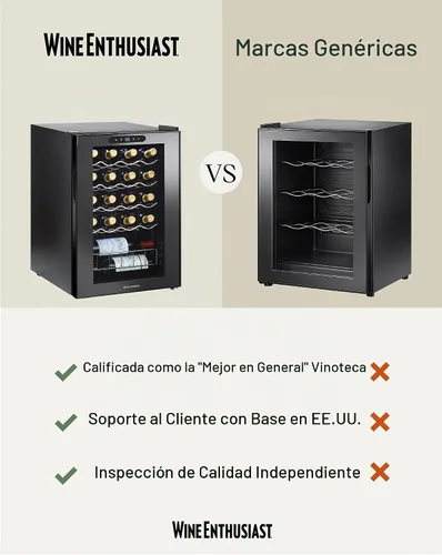 Vista 8 de Wine Enthusiast Refrigerador de vino con compresor de 20 botellas, 1.8 pies cúbicos para el hogar y la cocina, refrigeración de bajo consumo