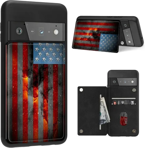 Vista 18 de Funda para Google Pixel 6 Pro con ranura para tarjetero, funda de piel sintética, doble cierre magnético y cubierta duradera de poliuretano girasol