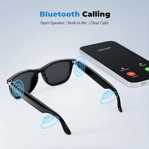 Vista 6 de Lentes inteligentes con Bluetooth, 2 en 1 magnéticos, bloqueo de luz azul y UV400, gafas Bluetooth para hombres/mujeres con asistente de voz, gafas