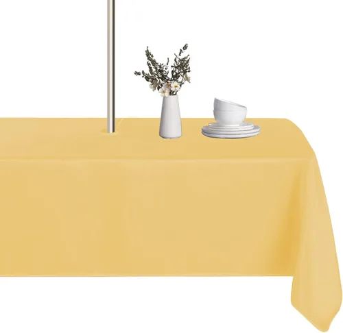 Vista 33 de LUSHVIDA Mantel cuadrado para exteriores con agujero para sombrilla y cremallera, 54 x 54 pulgadas, color negro, lavable, impermeable, a prueba