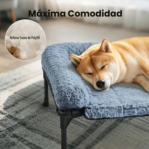 Vista 2 de Veehoo Cama elevada ortopédica para perro con cojín extraíble de felpa de rosa, 41 x 27 pulgadas, cama lavable para perro, cuna elevada
