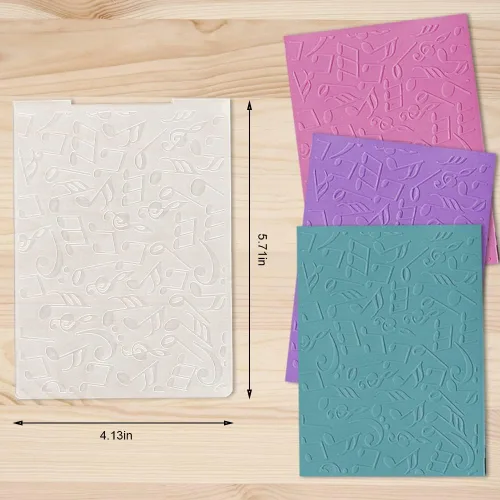 Vista 2 de Notas musicales Carpetas de grabado de plástico para hacer tarjetas, fondo, álbum de recortes, plantilla de plástico, álbum de fotos, papel