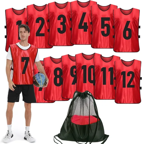 Vista 8 de Scrimmage - Chaleco de entrenamiento (12 unidades) para deportes de equipo, camisetas para adultos y jóvenes, baberos de fútbol, camisetas